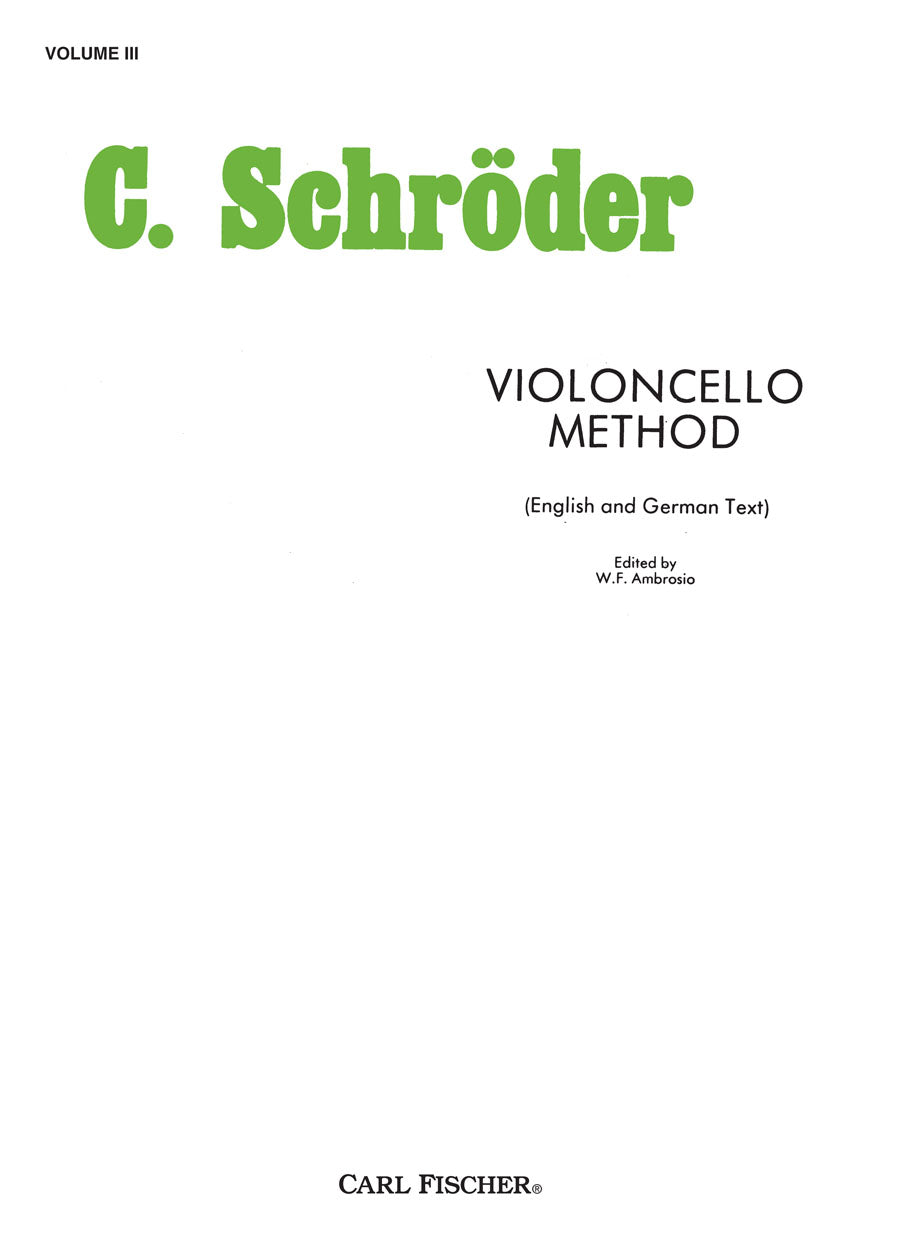 Schröder: Cello Method - Volume 3