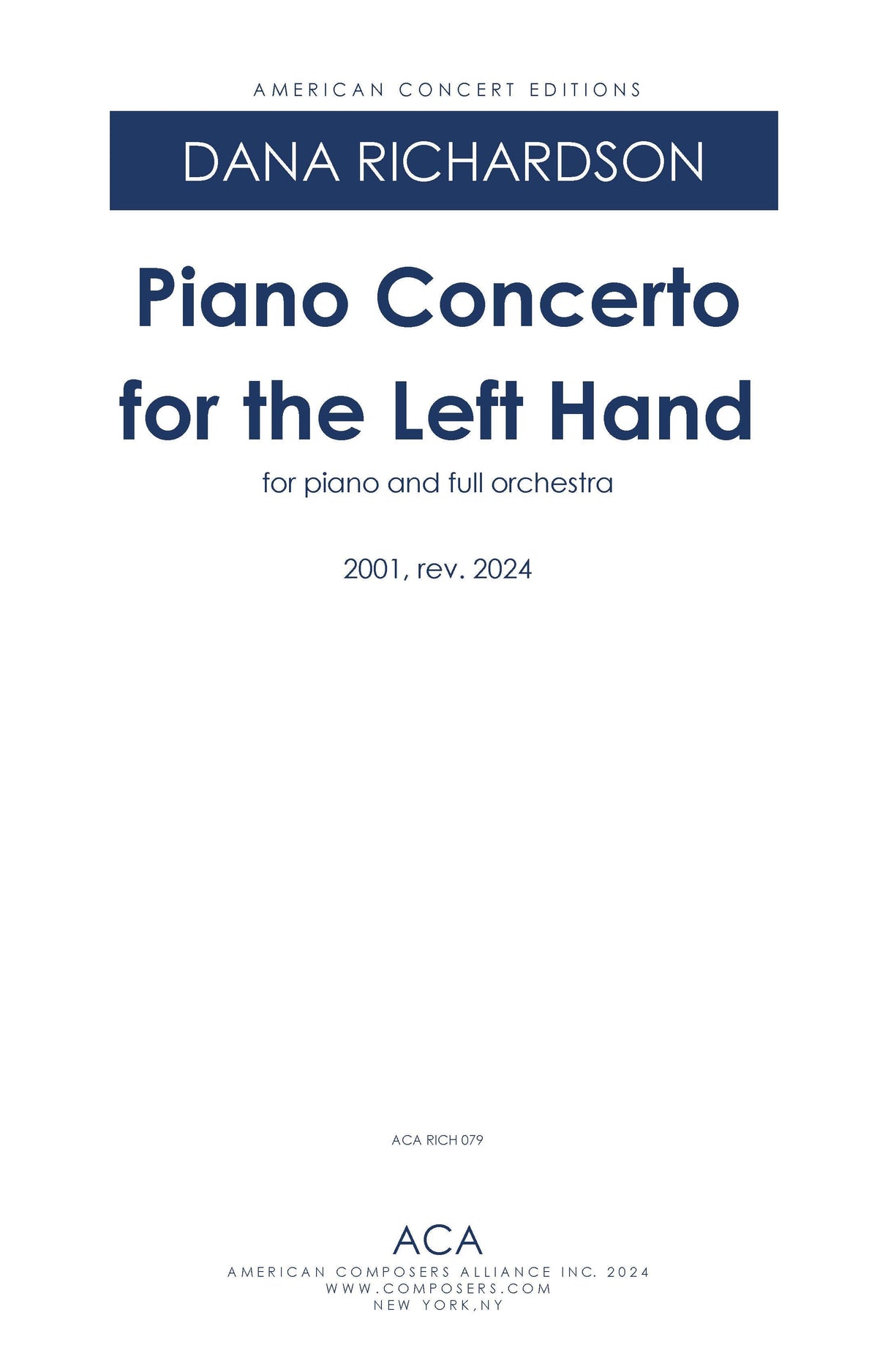 Richardson: Piano Concerto for the Left Hand