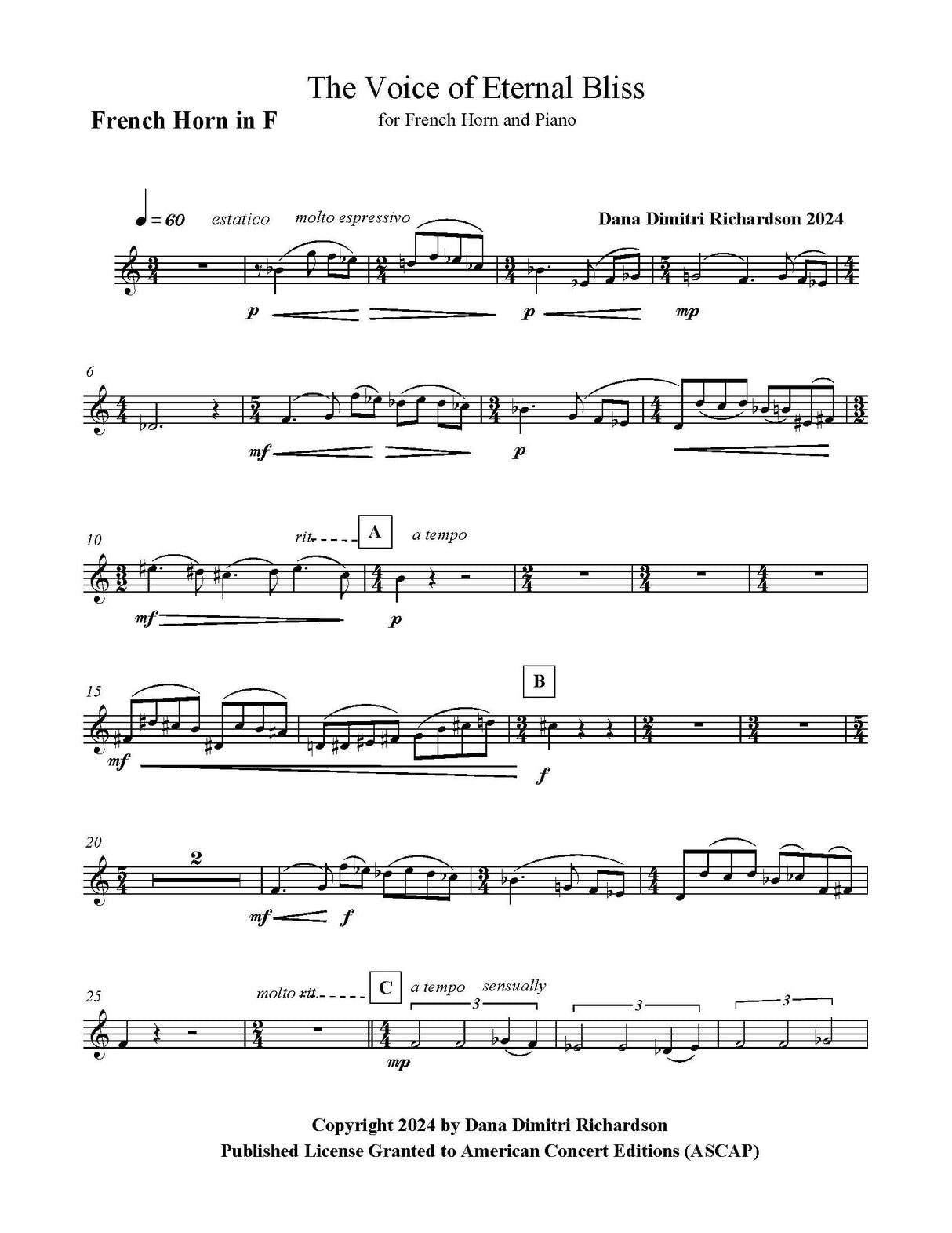 Richardson: Voice of Eternal Bliss (Version for French Horn & Piano)