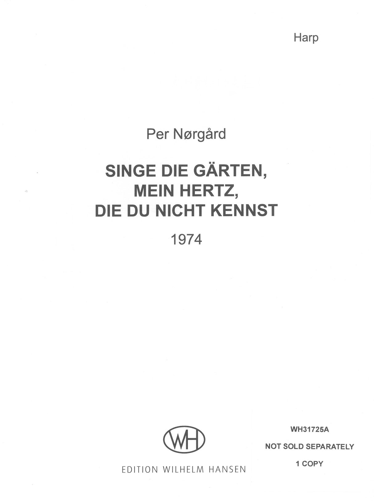 Nørgård: Singe Die Gärten (Version for Choir, Harp, & Cello)