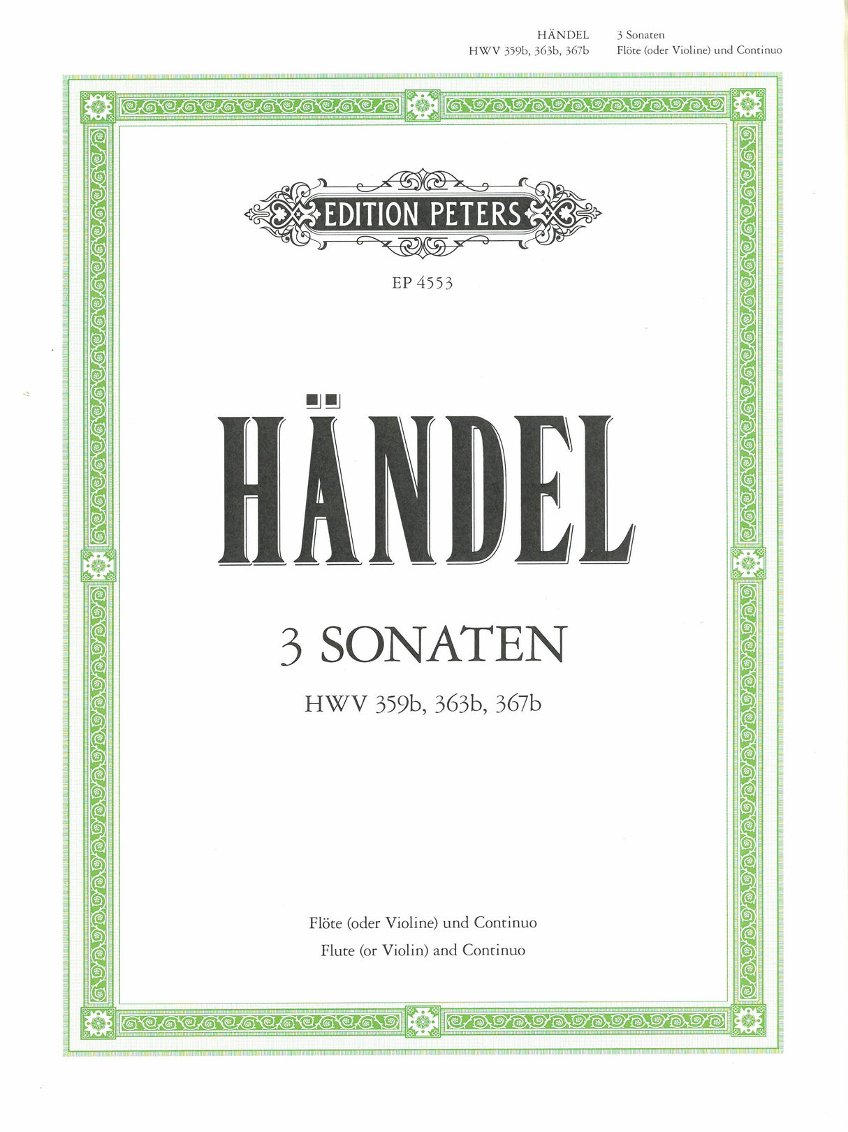 Handel: 3 Flute Sonatas, HWV 359b, 363b & 367b