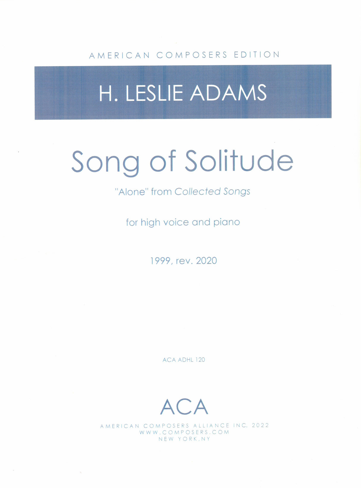 L. Adams: Song of Solitude