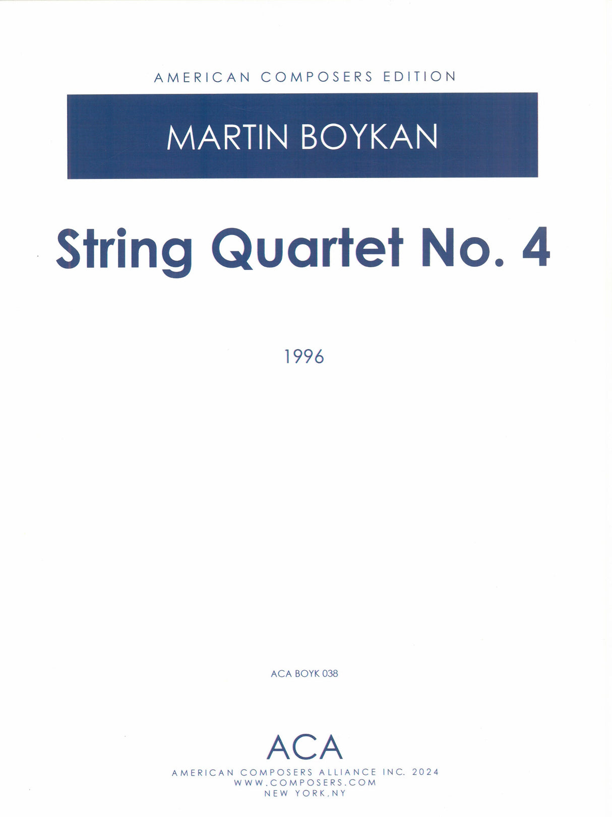 Boykan: String Quartet No. 4