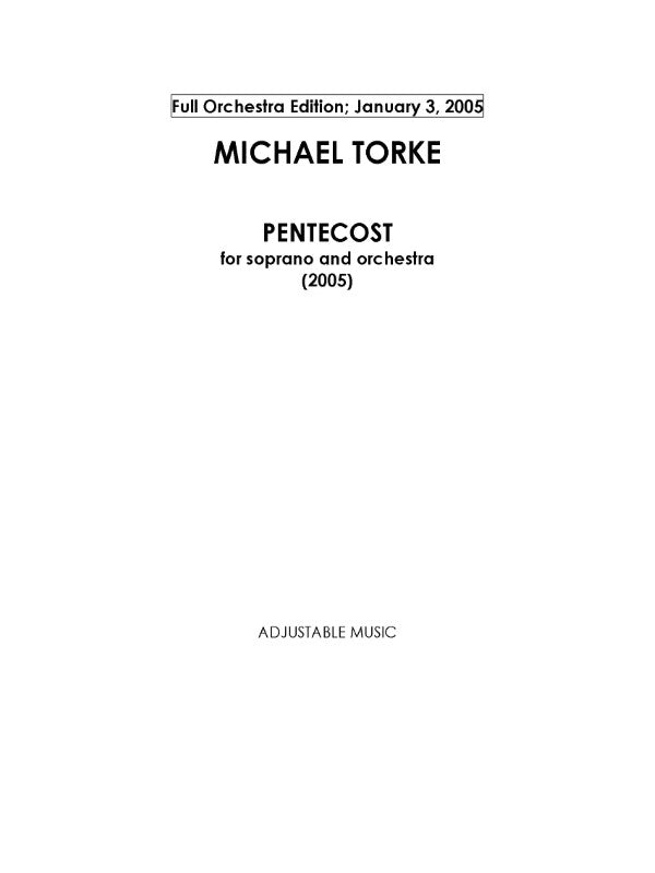 Torke: Pentecost (Version for Soprano & Orchestra)