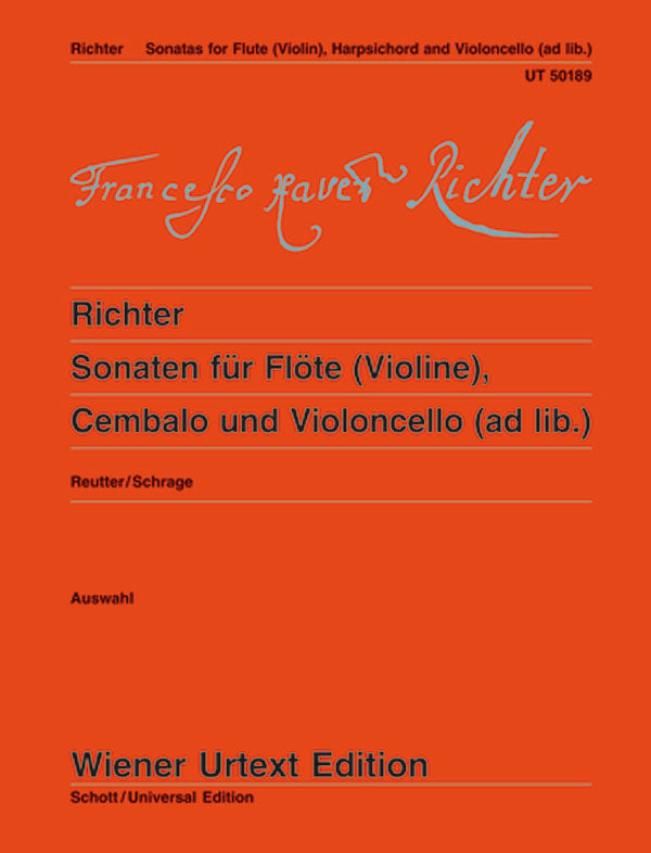 Richter: 3 Sonatas for Flute (Violin), Harpsichord and Cello ad lib.