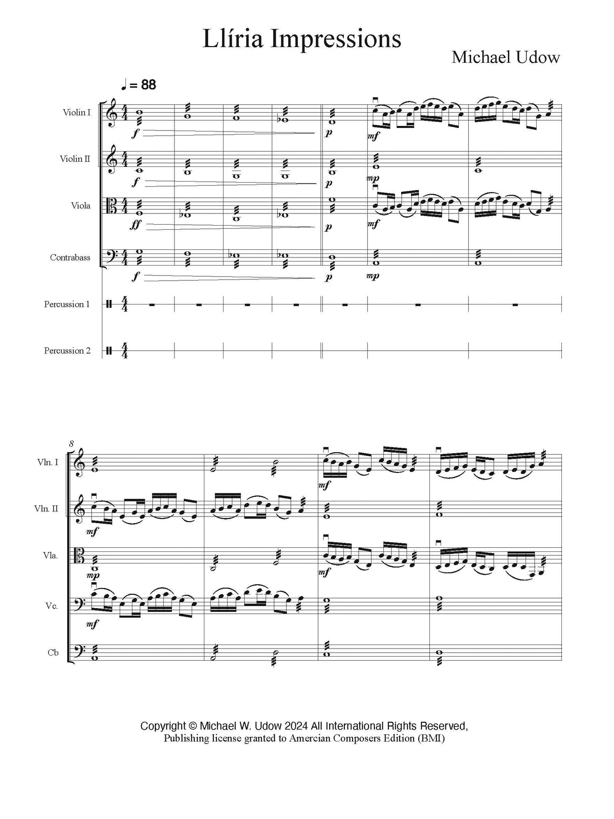 Udow: Llíria Impressions (Version for String Orchestra & Percussion)