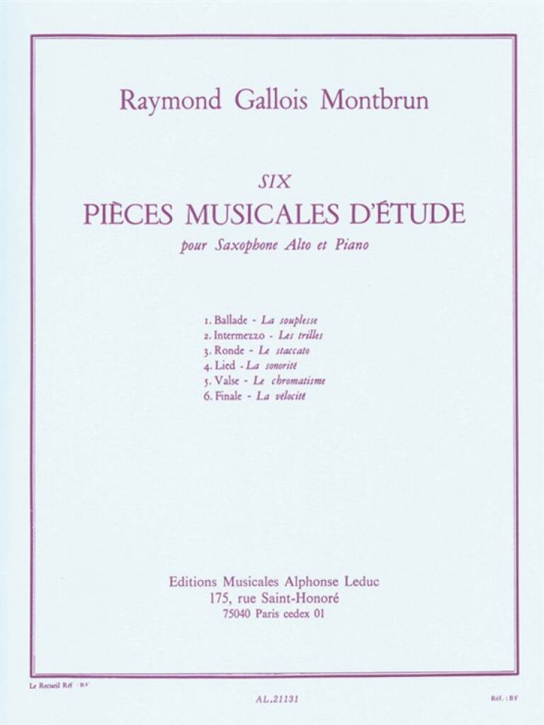 Gallois-Montbrun: Six pièces musicales d'étude