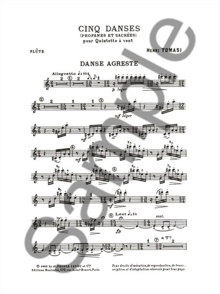 Tomasi: 5 Danses Profanes et Sacrées (Version for Wind Quintet)