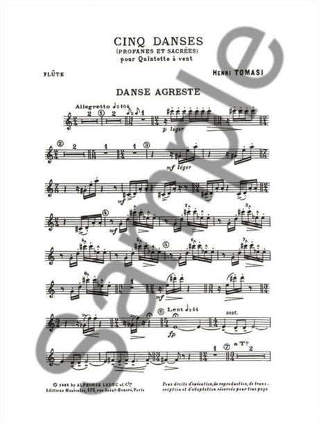Tomasi: 5 Danses Profanes et Sacrées (Version for Wind Quintet)