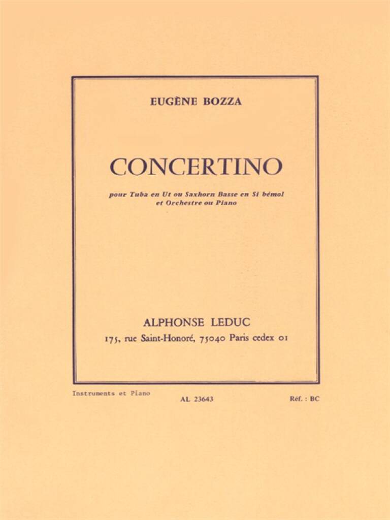 Bozza: Concertino for Tuba or Saxhorn & Piano