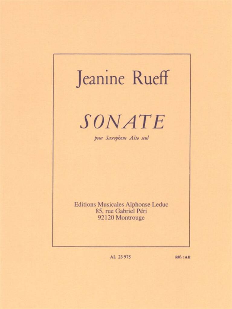 Rueff: Sonata for Solo Alto Saxophone