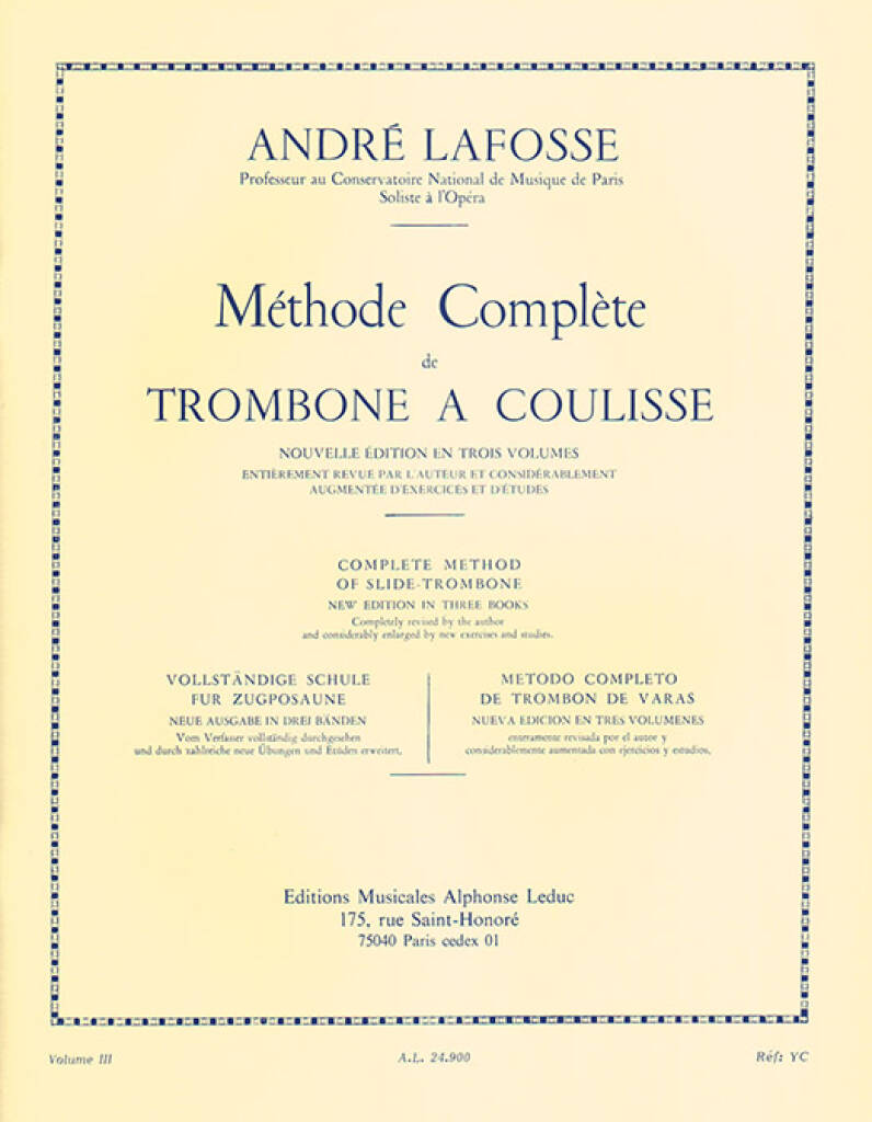 Lafosse: Méthode Complète de Trombone - Volume 3