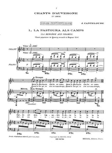 Canteloube: Chants d'Auvergne - Volume 1