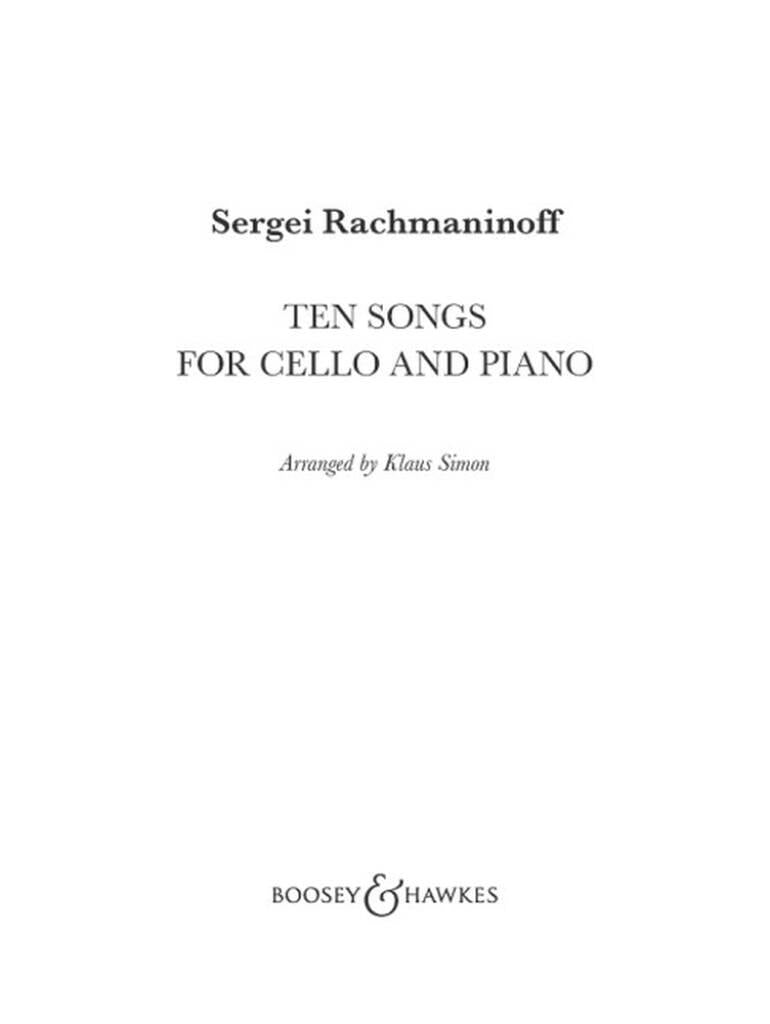 Rachmaninoff: Ten Songs (arr. for cello & piano)