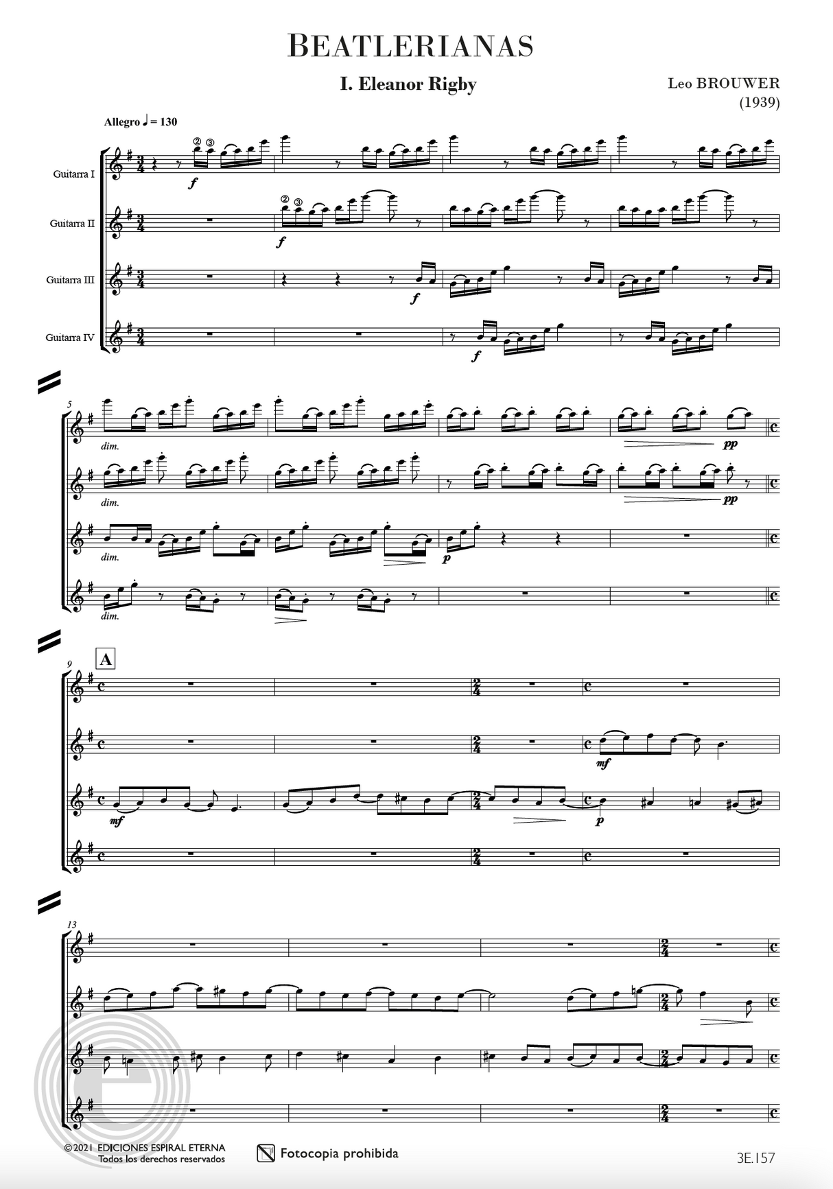 Brouwer: Beatlerianas (arr. for guitar & guitar ensemble)