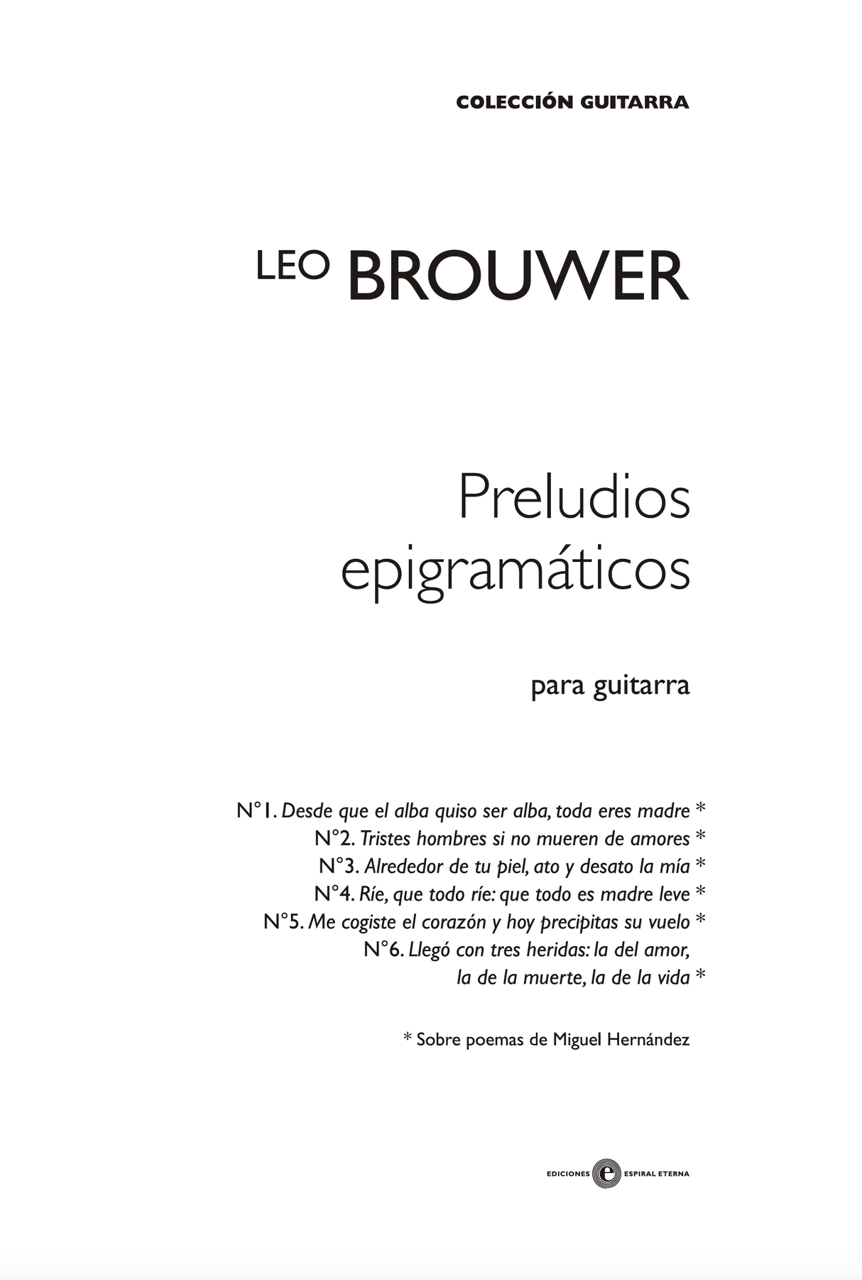 Brouwer: Preludios Epigramáticos