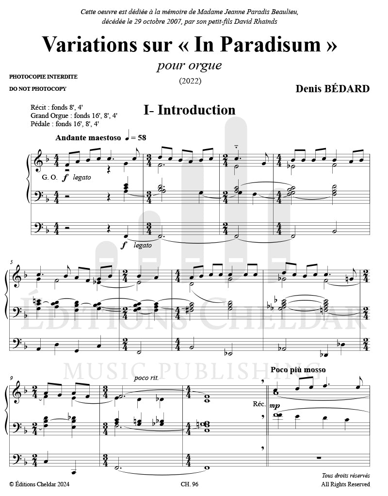 Bédard: Variations on "In Paradisum"