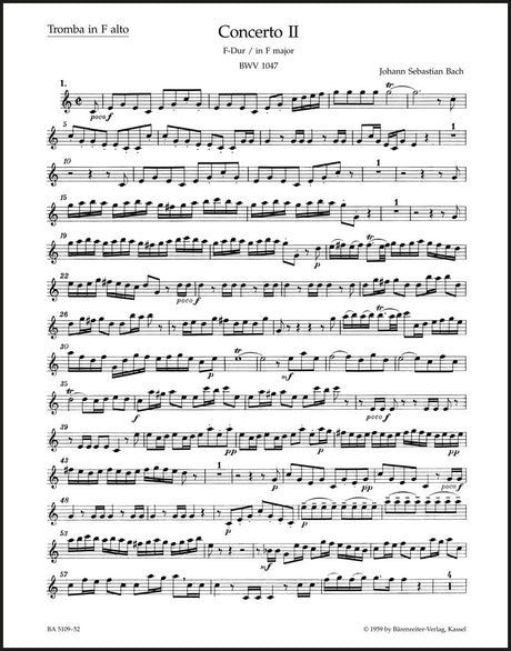 Bach: Brandenburg Concerto No. 2 in F Major, BWV 1047 (with performance markings)