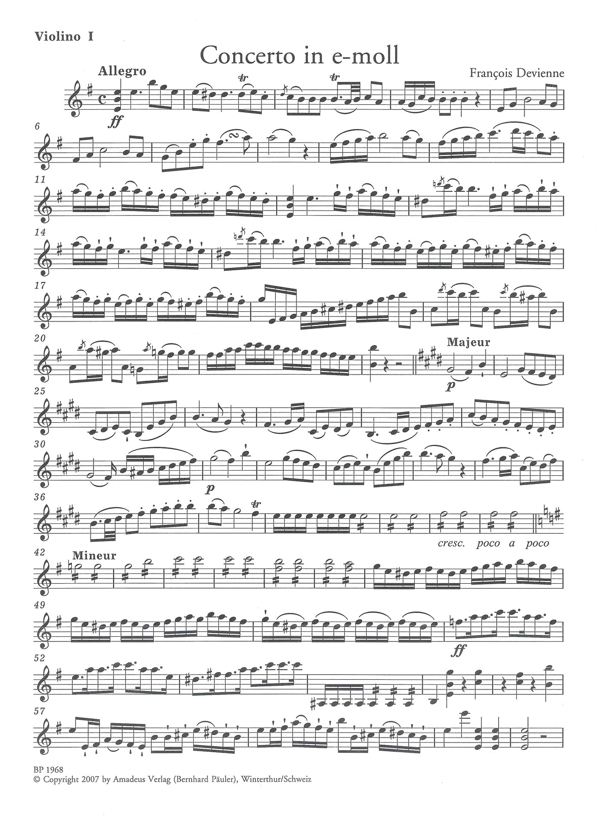 Devienne: Flute Concerto No. 7 in E Minor