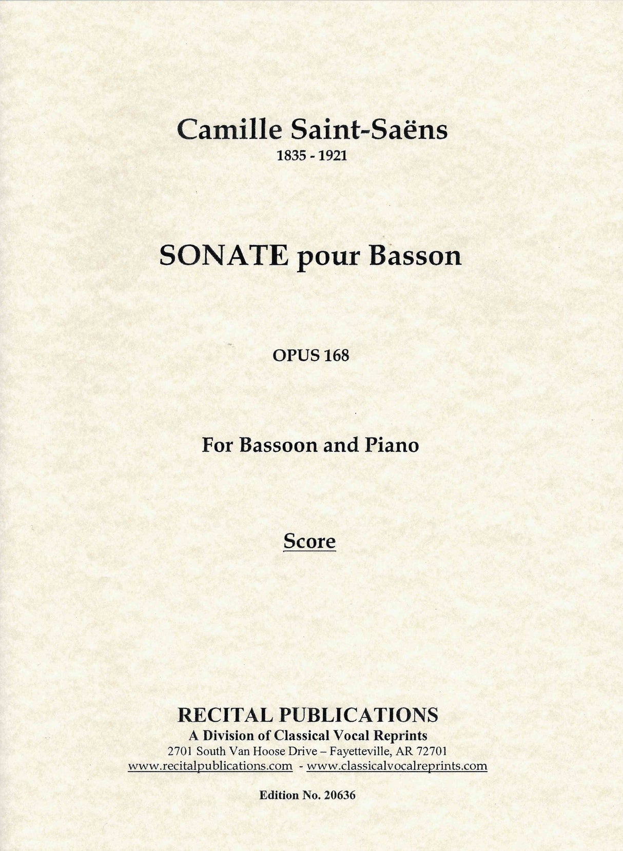 Saint-Saëns: Bassoon Sonata, Op. 168