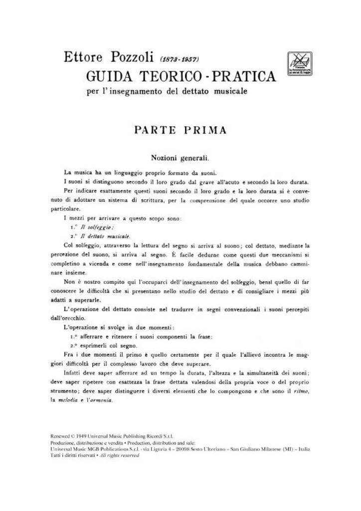 Guida Teorico - Pratica Per L'insegnamento Del Dettato Musicale