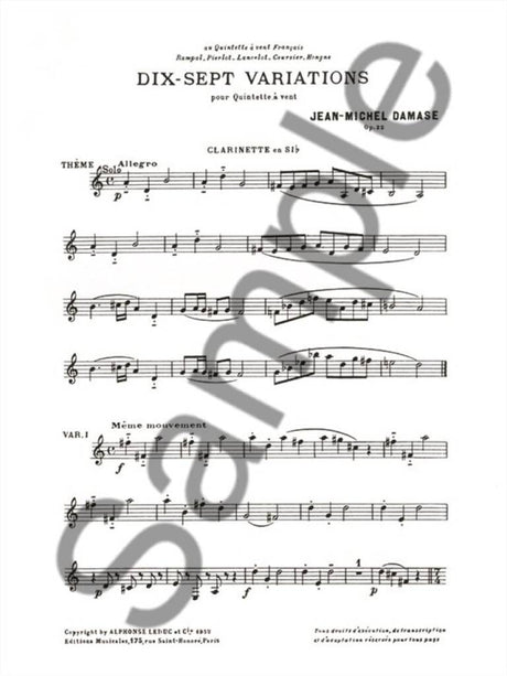 Damase: 17 Variations for Wind Quintet