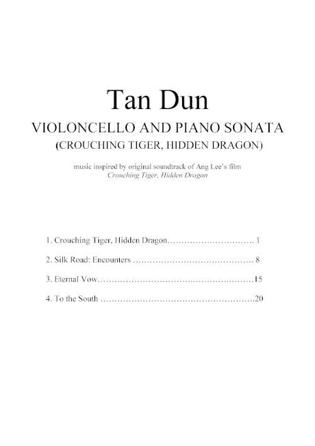 Tan: Crouching Tiger Cello Sonata