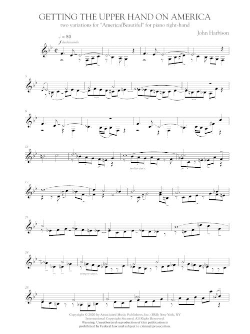 Harbison: Getting the Upper Hand on America (Two Variations for America/Beautiful) for piano right hand