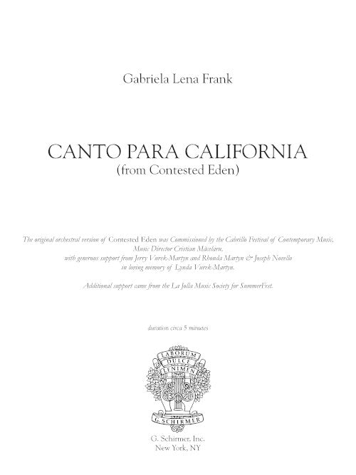 Frank: Canto para California