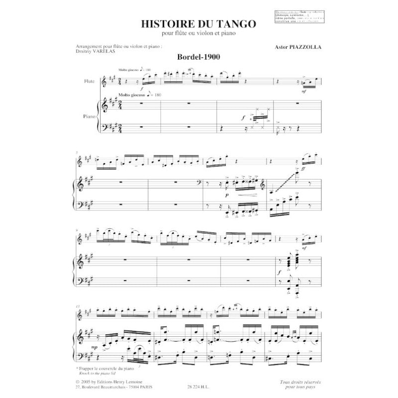 Piazzolla: Histoire du Tango (for flute/violin and piano)