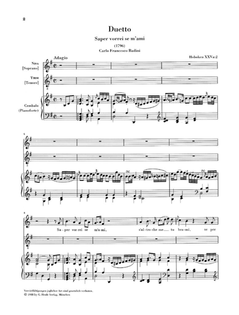 Haydn: 2 Duets for Soprano and Tenor, Hob. XXVa