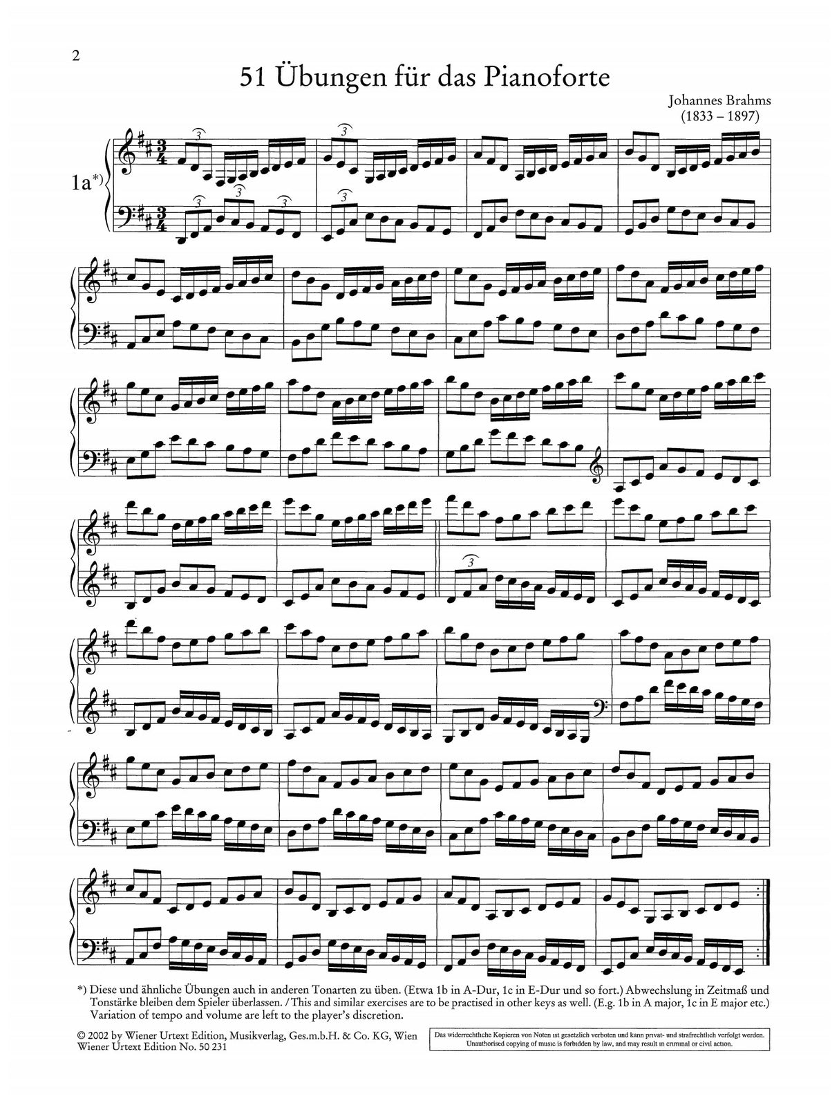 Brahms: 51 Exercises for Piano, WoO 6