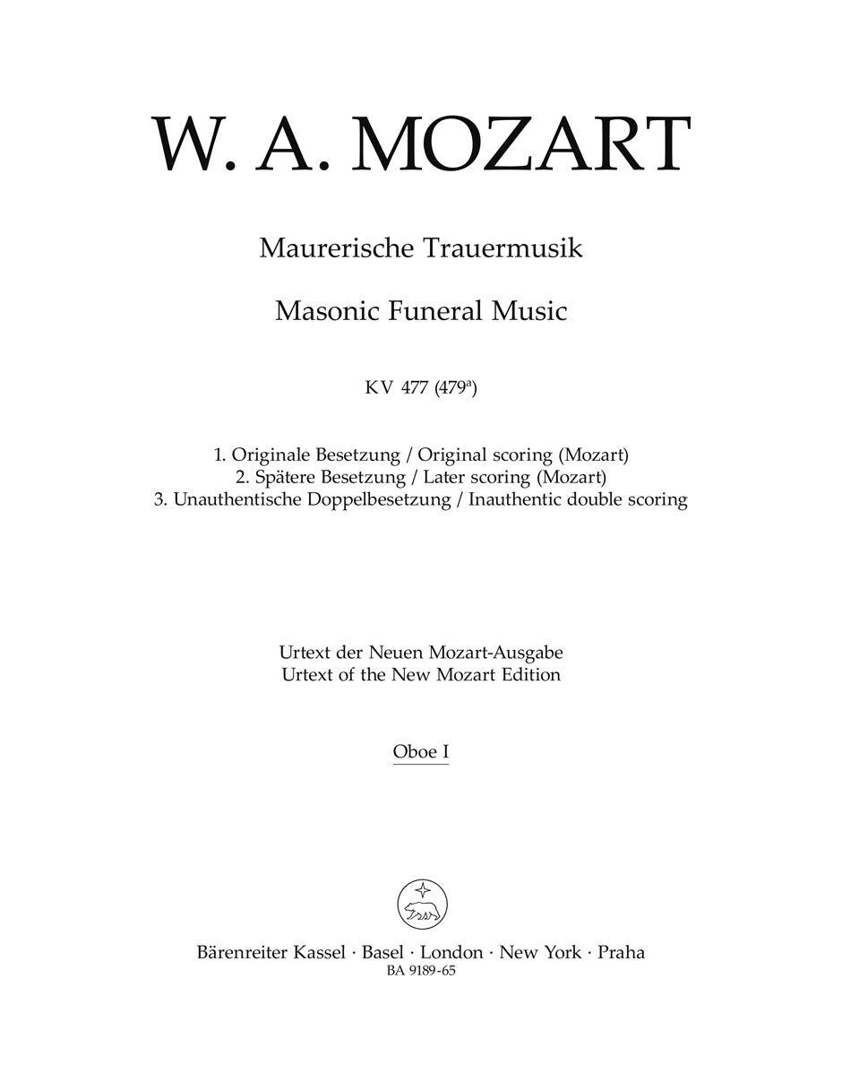 Mozart: Masonic Funeral Music, K. 477 (479a)