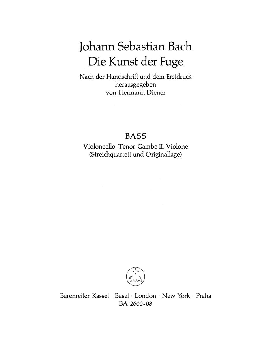 Bach: The Art of Fugue, BWV 1080 - string quartet version