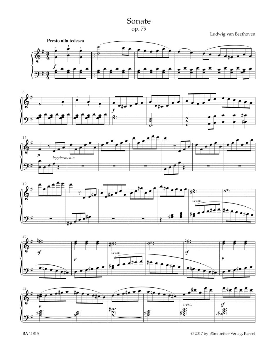 Beethoven: Piano Sonata No. 25 in G Major, Op. 79 - Ficks Music