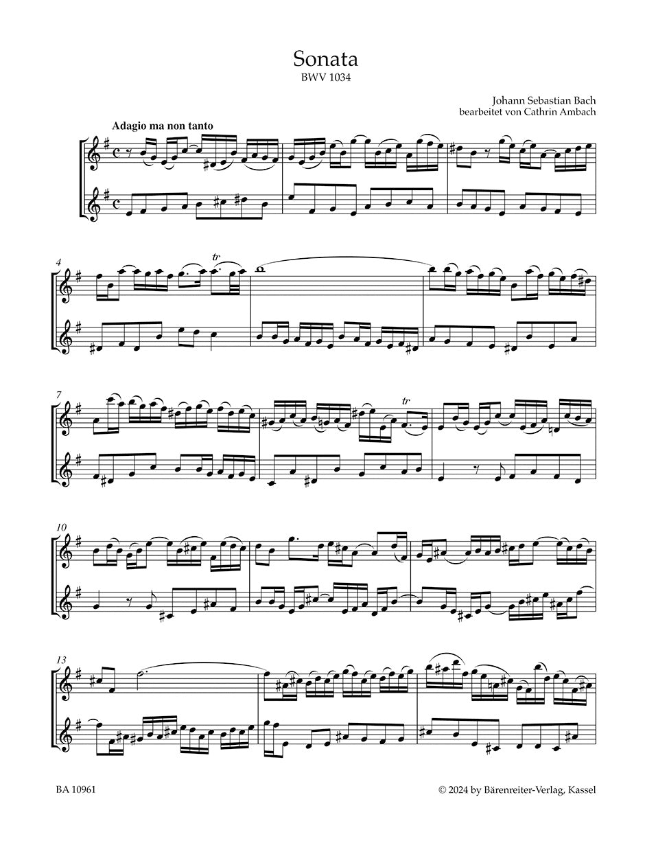 Bach: 4 Flute Sonatas (arr. for 2 flutes), BWV 1034, 1035, 1030, & 1032