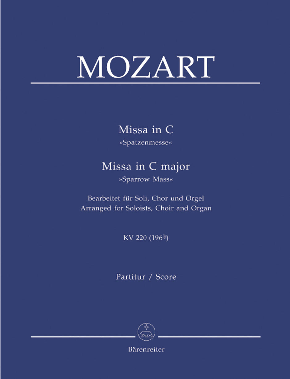 Mozart: Missa in C Major, K. 220 (196b) - arr for choir & organ