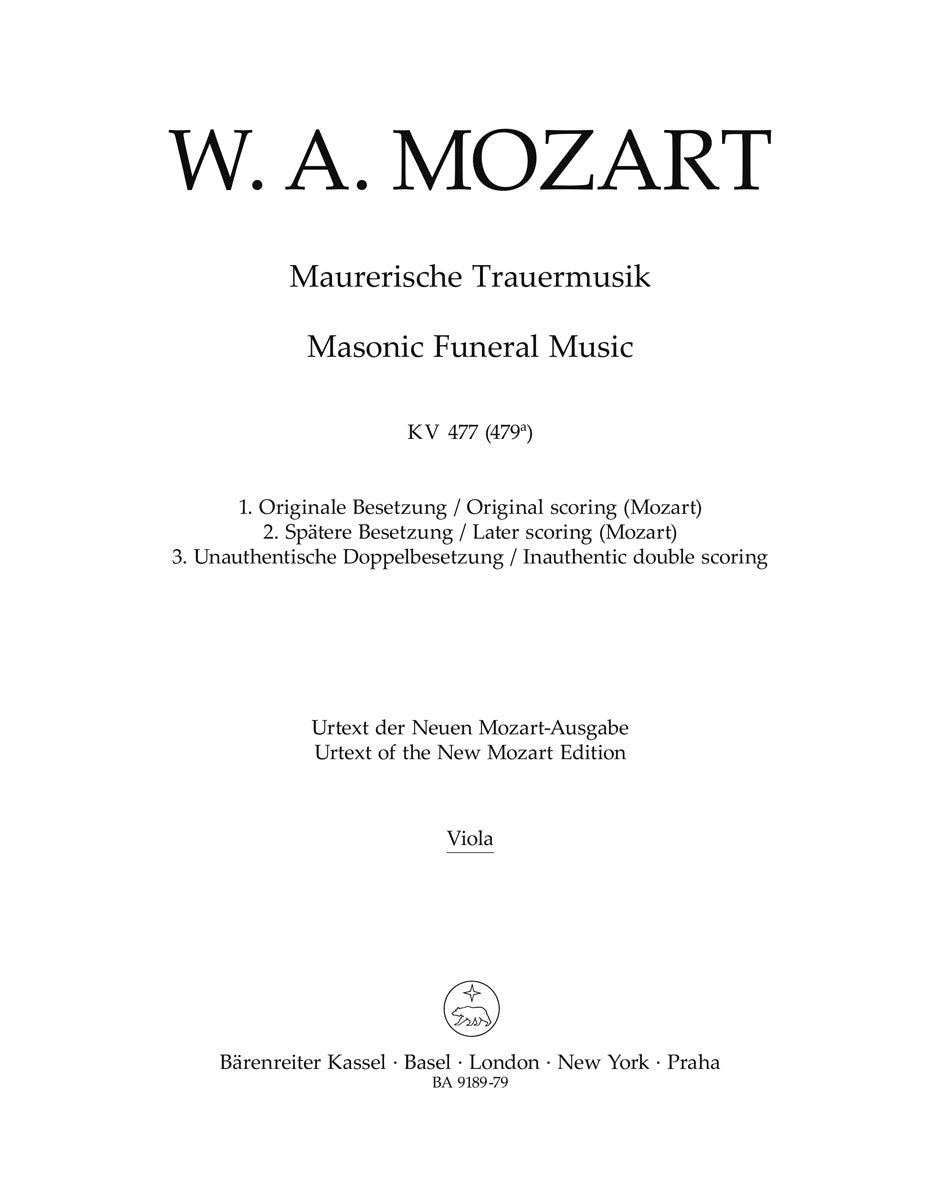 Mozart: Masonic Funeral Music, K. 477 (479a)