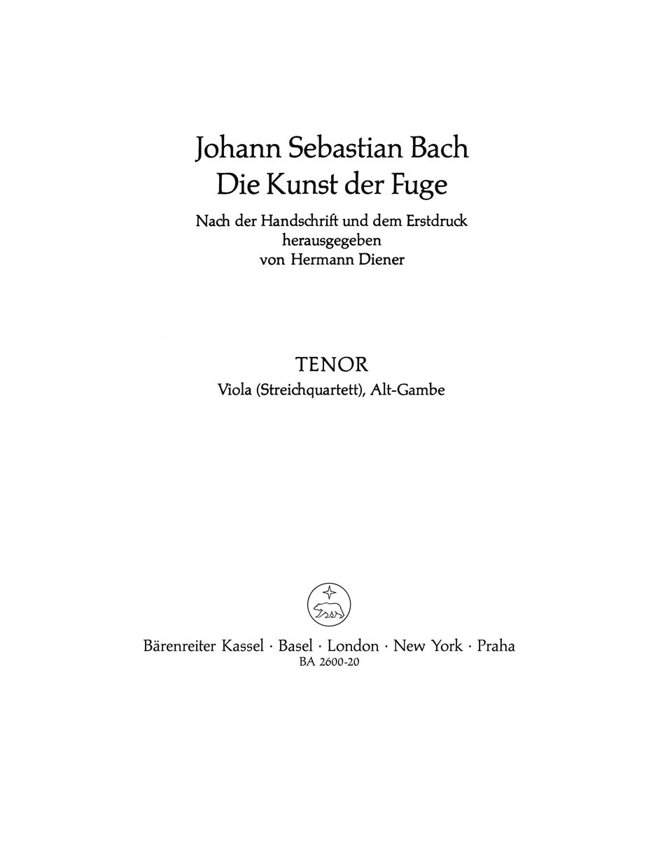 Bach: The Art of Fugue, BWV 1080 - string quartet version