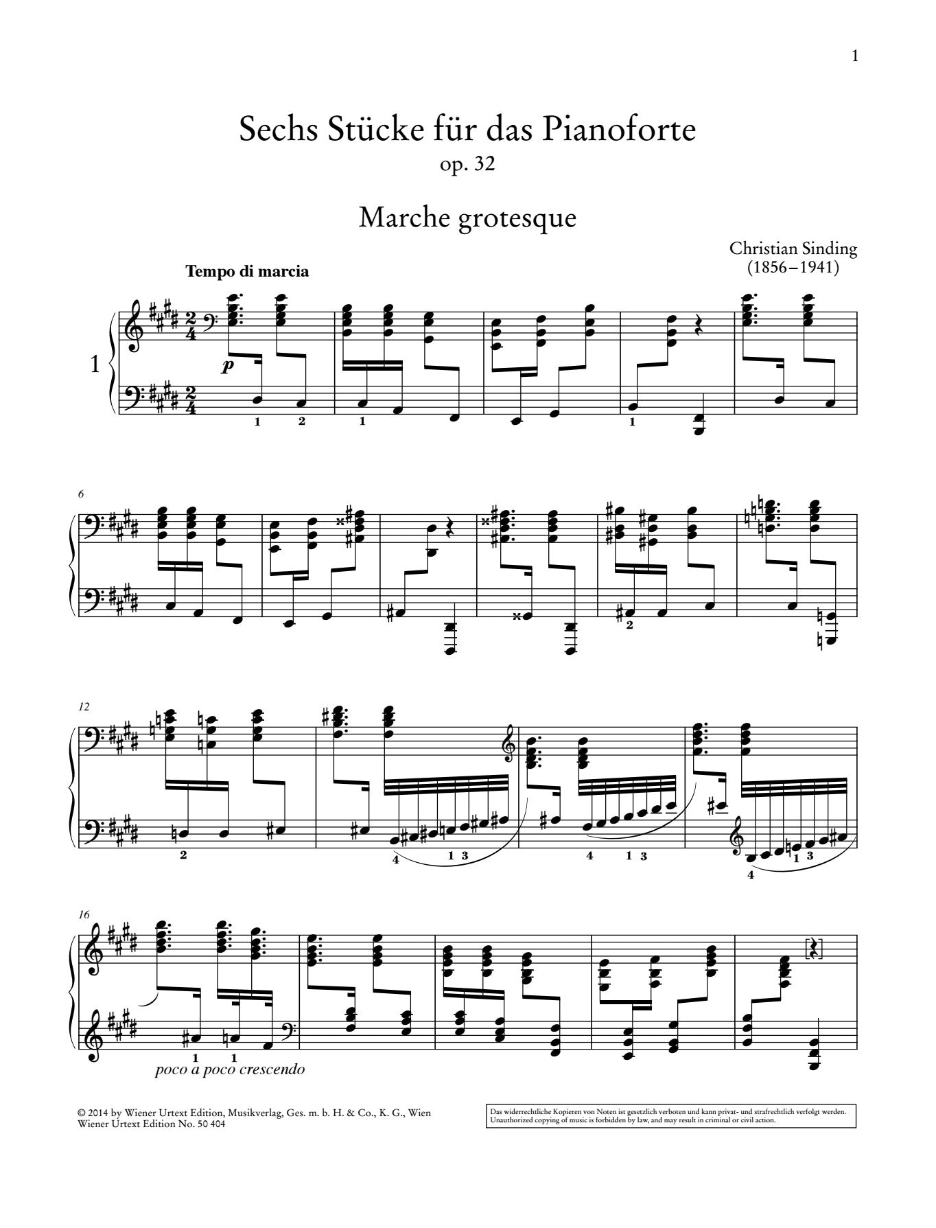 Sinding: 6 Piano Pieces, Op. 32