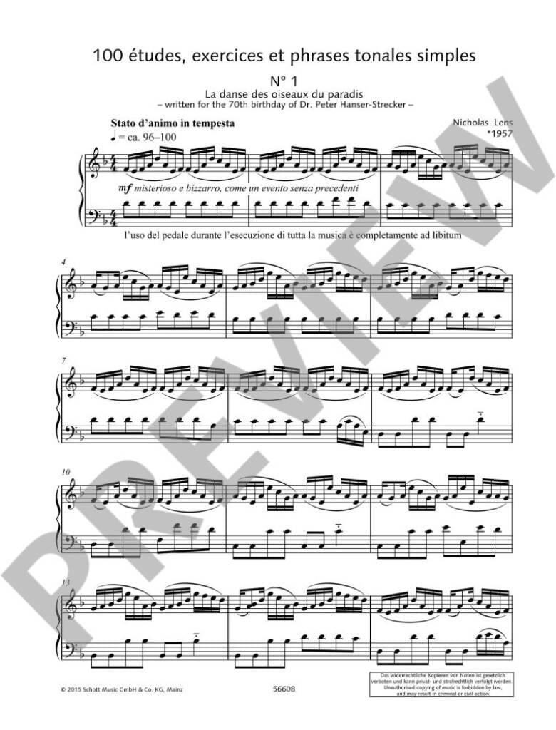 Lens: 100 etudes, exercises and simple tonal phrases - Volume 1 (1-50)