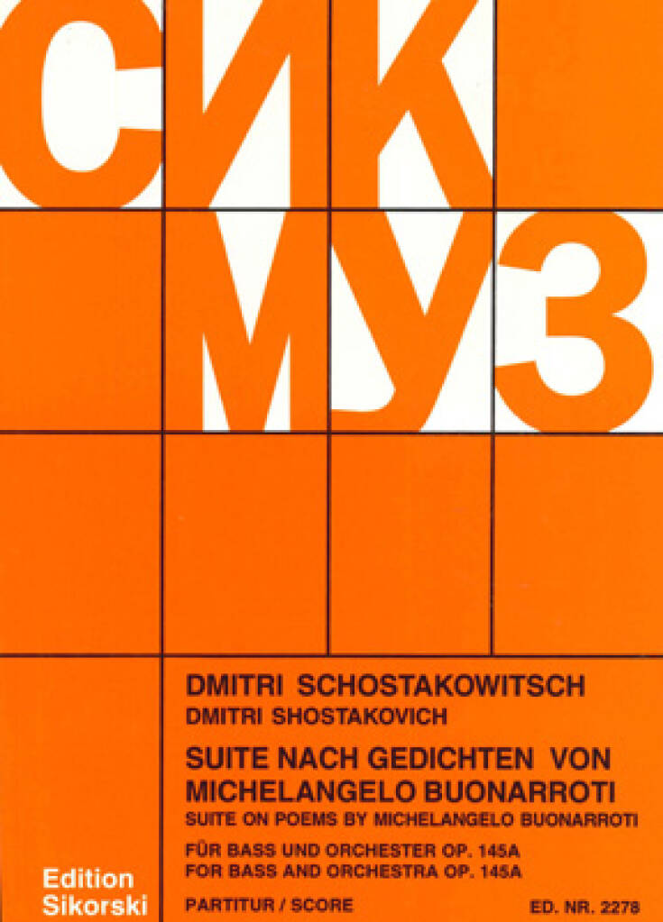 Shostakovich: Suite on Verses by Michelangelo Buonarroti, Op. 145a