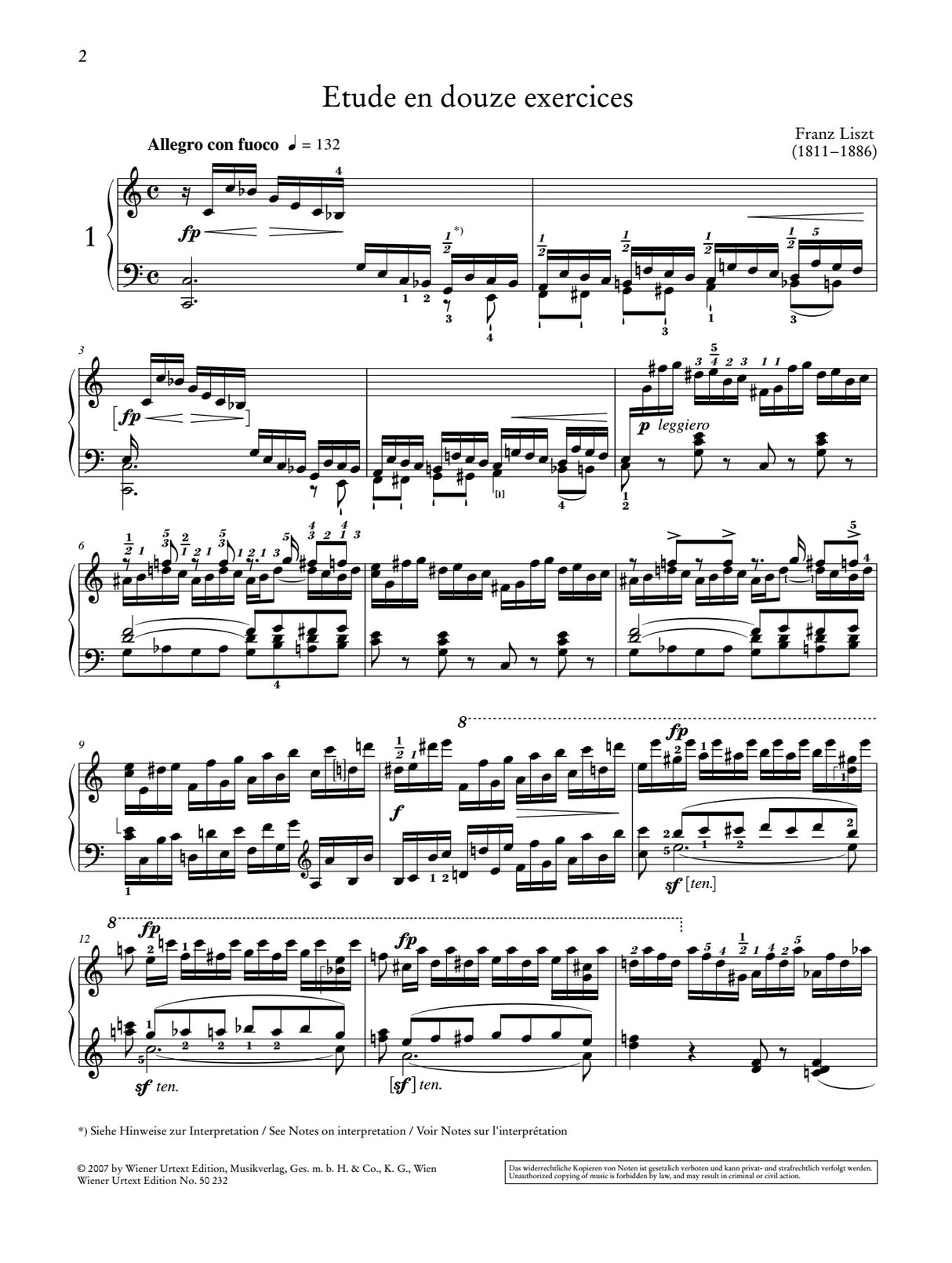 Liszt: 12 Etudes, Op. 1