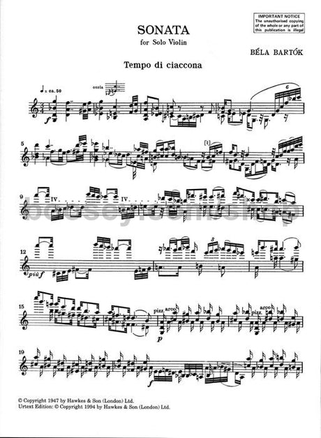 Bartók: Sonata for Solo Violin, Sz. 117