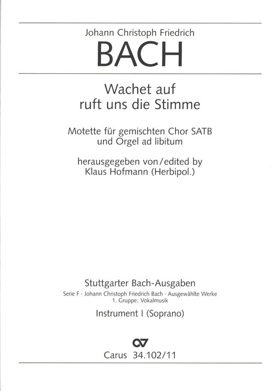 J.C.F. Bach: Wachet auf, ruft uns die Stimme, BR JCFB H 101