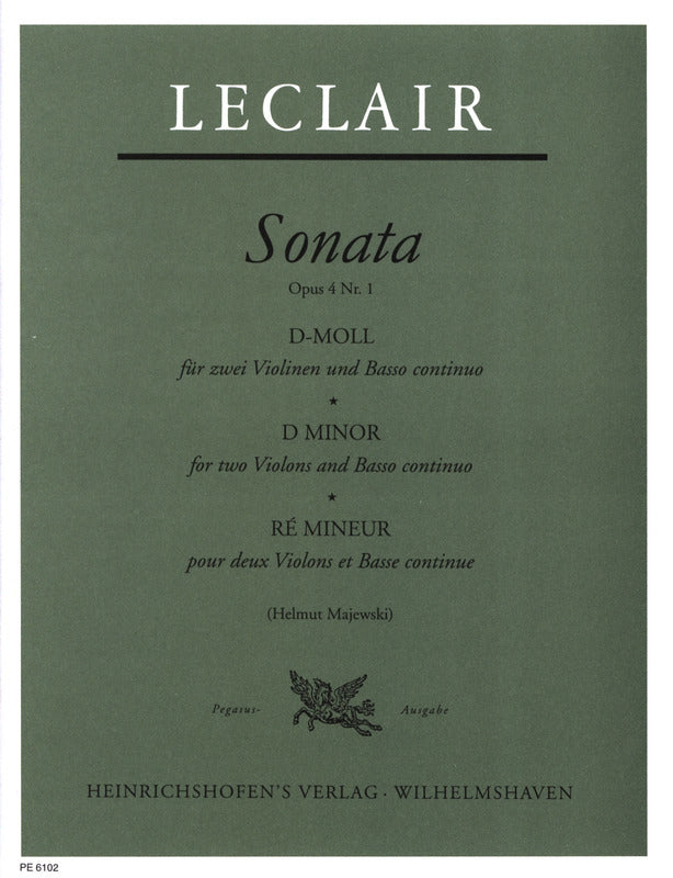 Leclair: Sonata for 2 Violins & Basso continuo in D Minor, Op. 4, No. 1