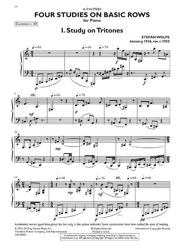 Wolpe: Four Studies On Basic Rows