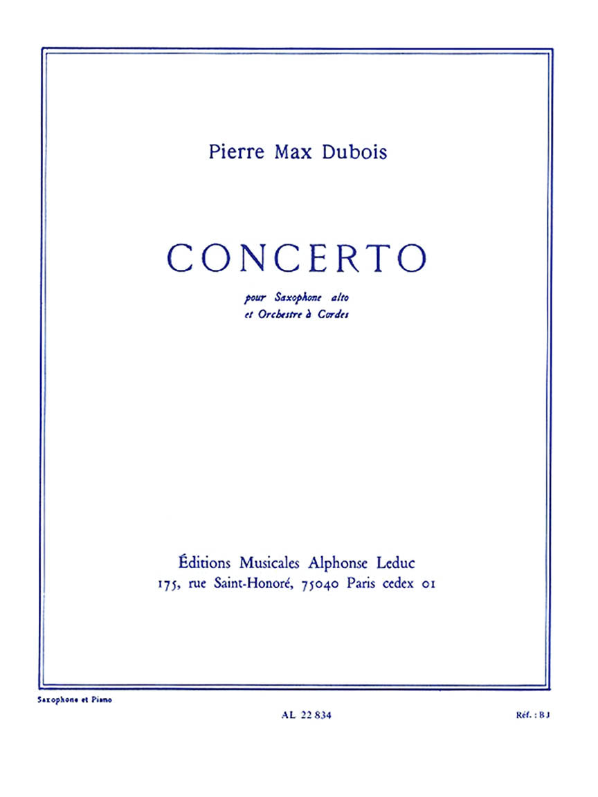 Dubois: Alto Saxophone Concerto