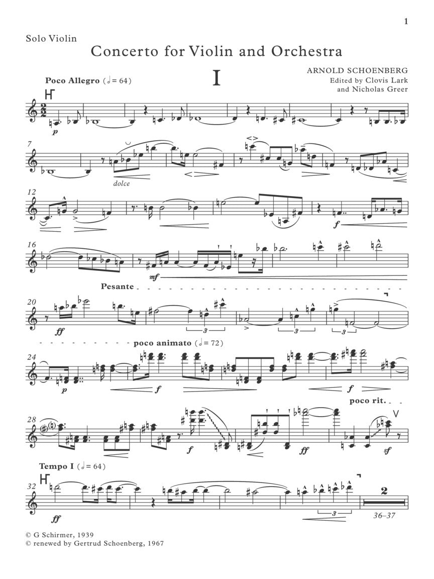 Schoenberg: Violin Concerto, Op. 36 - Ficks Music