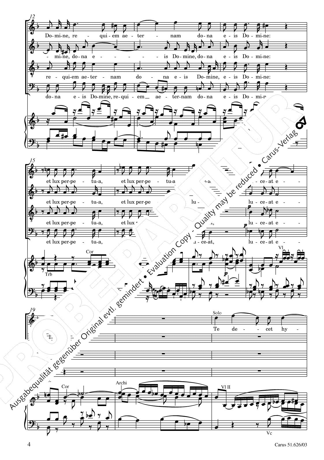 WOLFGANG AMADEUS MOZART : REQUIEM K.626 - SATB & PIANO - CHANT ET